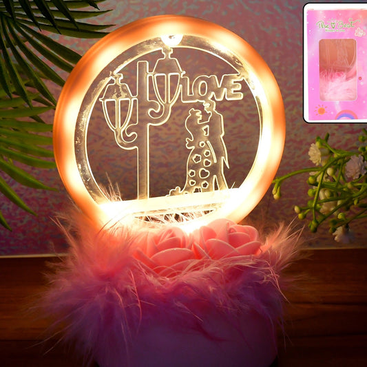 Romantic Couple Round Showpiece with Pink Base - 1 Pc