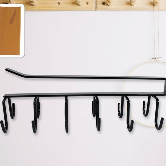 Double-row Metal Cupholder Rack Multi-purpose Iron Hanger With 6 Hooks (1 Pc) - Happy Price - Image 1