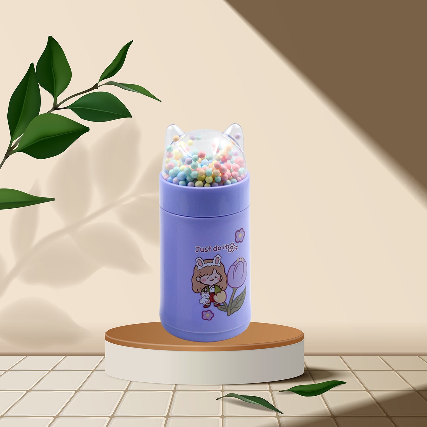Girl Glass Water Bottle For School With Kid Sparkle Strap Cat Lid Sequins Glitter Glass Cup Birthday Gift Children 350ml (Moq - 80 Pc) - Happy Price - Image 2
