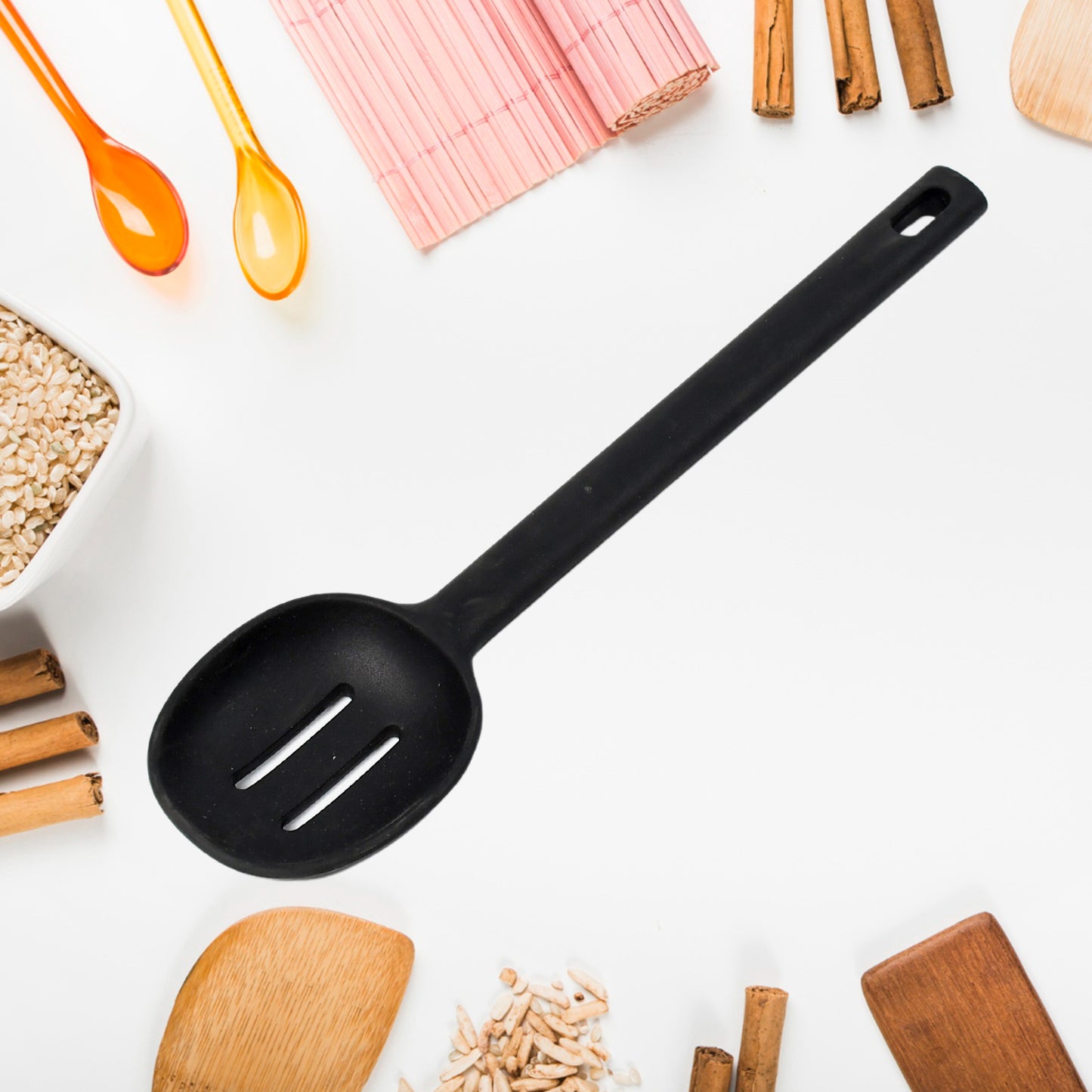 Silicon Non-stick Heat Resistant Kitchen Item Premium Spoon ( 1pc ) - Happy Price - Image 2