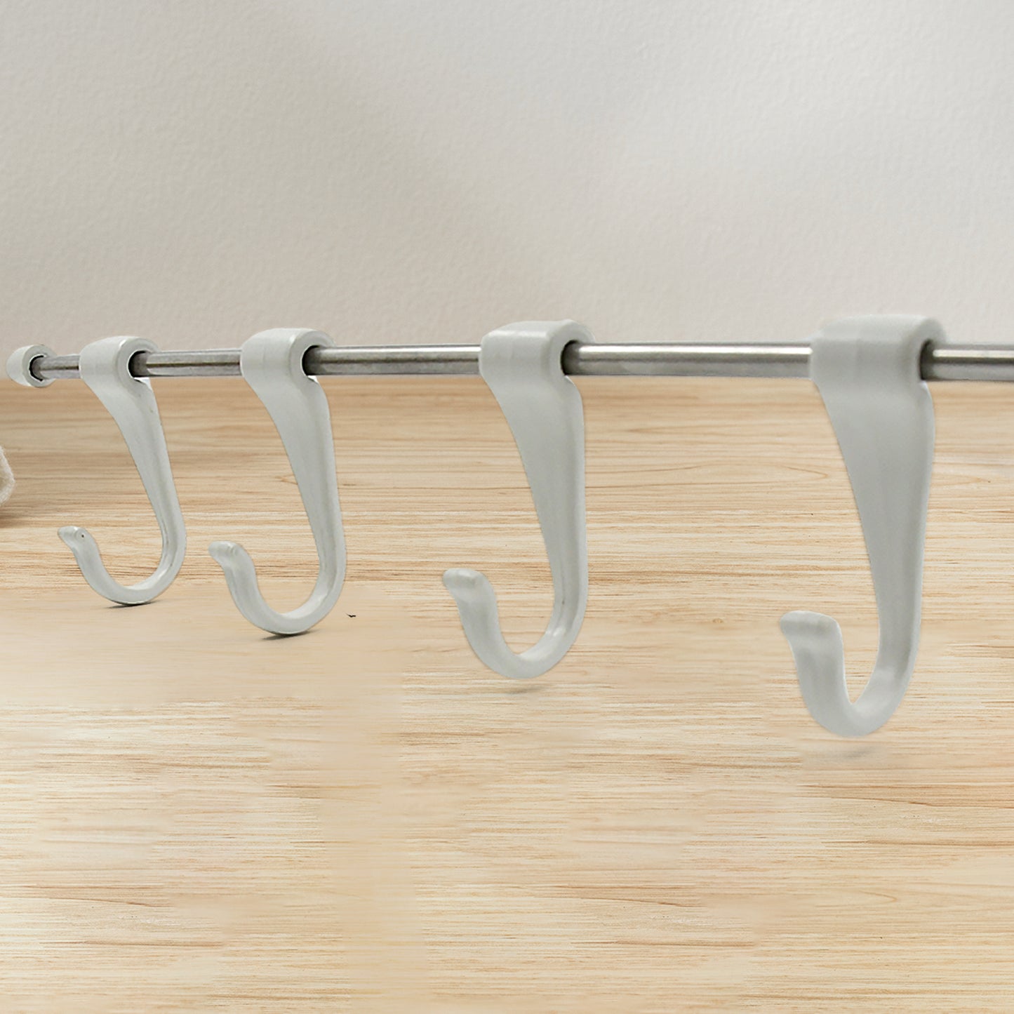 Stainless Steel Utensil Hanger Rail Nail Free Wall Mount With 2 Magic Stickers  6 Plastic Hooks For Kitchen - Happy Price - Image 3