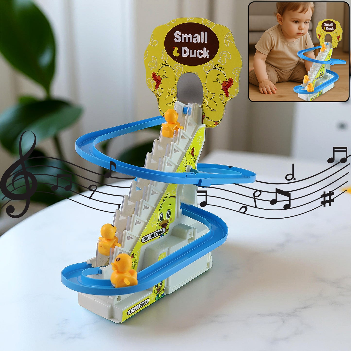 Lala Small Duck Climb Stairs Toy Roller Coaster With Flashing Lights  Music (3 Ducks) - Happy Price - Image 2