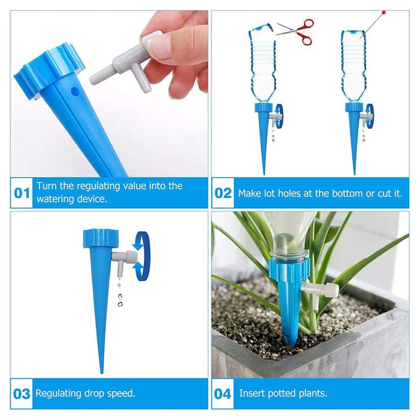 Plant Watering Spikes Self Watering Spikes Water Dripper For Plants Adjustable Plant Watering Devices With Slow Release Control Valve Switch - Happy Price - Image 5