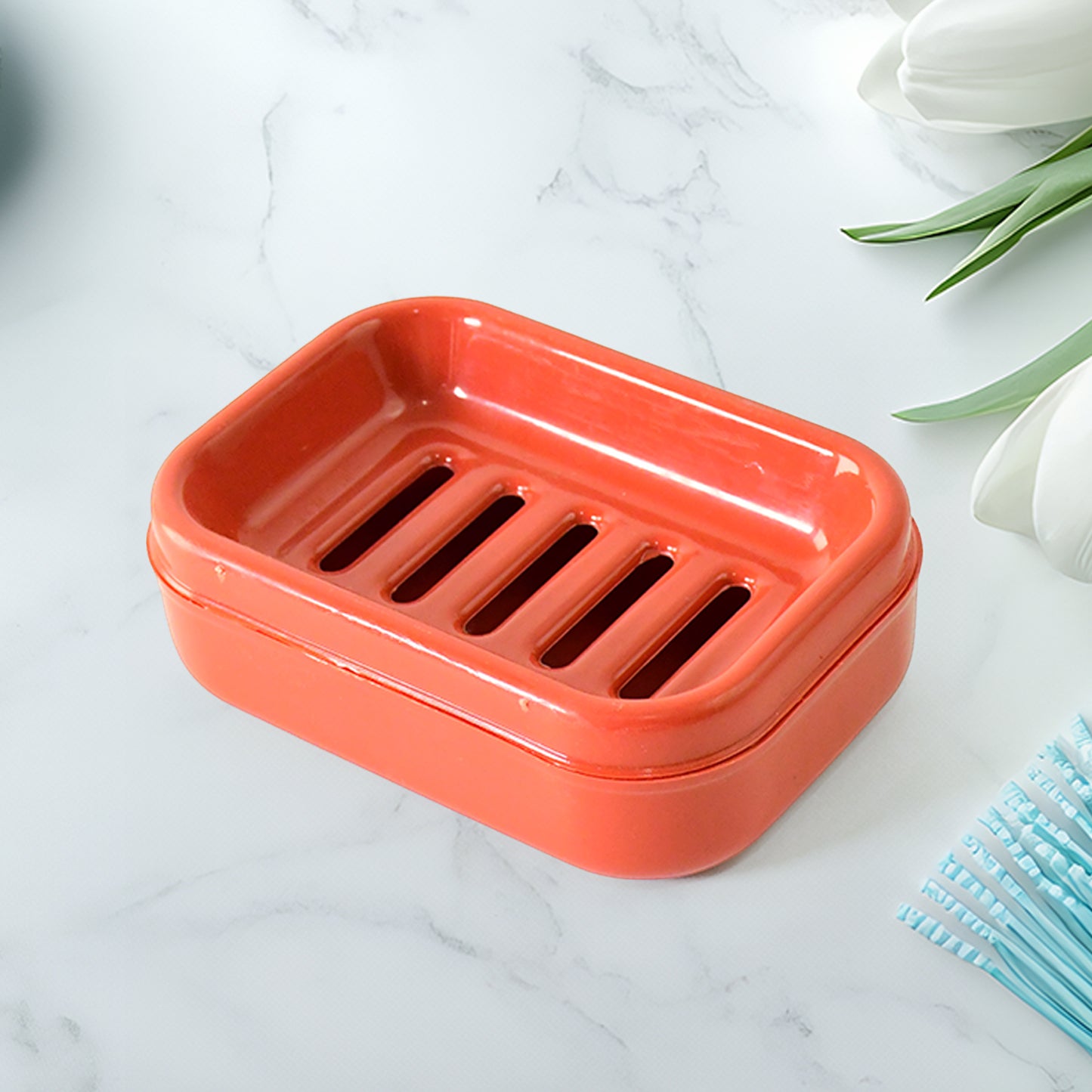 Premium Quality Rectangular Brick Red Plastic Soap Case (1 Pc) - Happy Price - Image 3