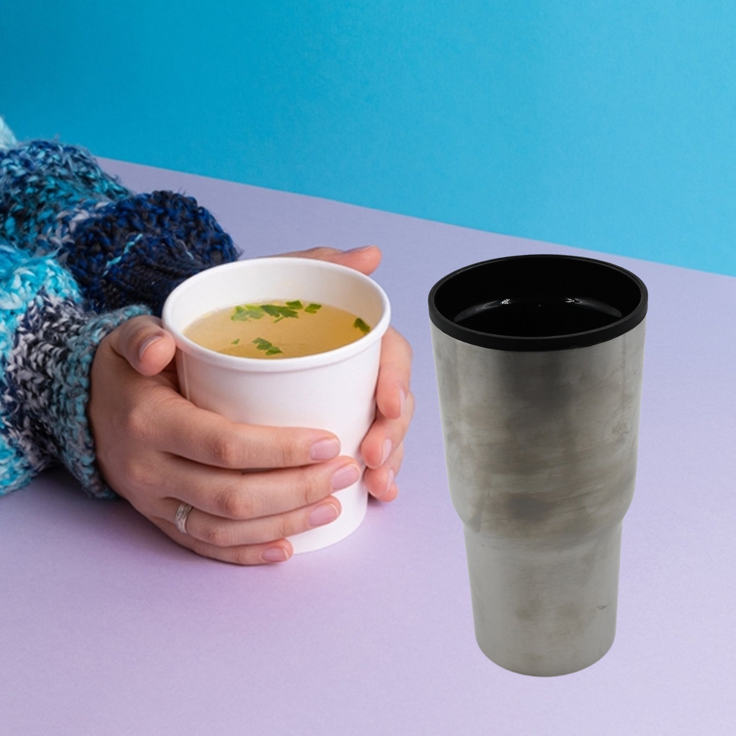Stainless Steel Vacuum Glass Insulated Glass Coffee Cups Double Walled Travel Mug Car Coffee Mug - Happy Price - Image 3