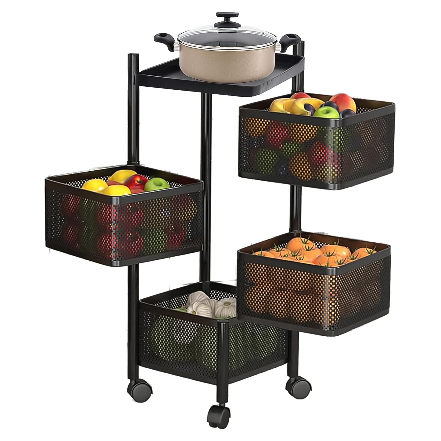 Metal Square High Quality Kitchen Trolley With Wheels (4 Layer  1 Pc) - Happy Price - Image 5