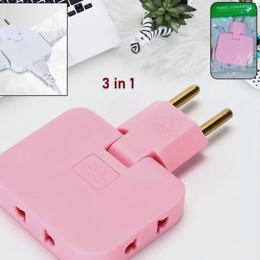 Wireless 3 In 1 Foldable Wall Plug Adapter  Socket  Converter (1 Pc) - Happy Price - Image 1