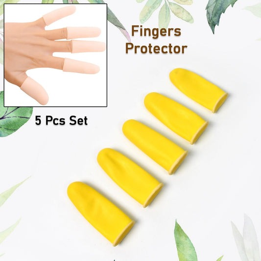 Finger Caps Silicone Finger Protectors Sleeves (Finger Cots  5 Pcs Set  Yellow) - Happy Price - Image 1