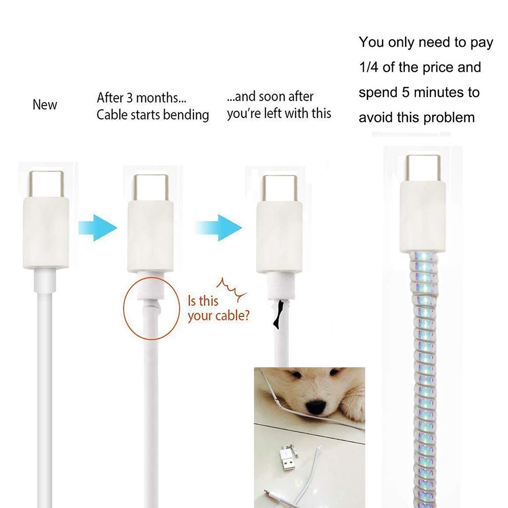 Metallic Finish Cable Spiral Protectorwire Repairpet Cord Protectorheadphone Saver Cable Wrapcover For Mac Charging Cable - Happy Price - Image 6