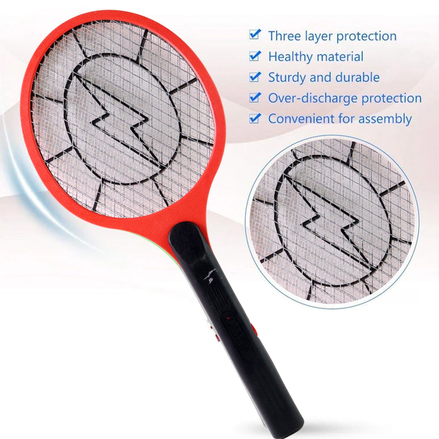 Red Rechargeable Electric Mosquito Killer Racket With Cable - Happy Price - Image 4
