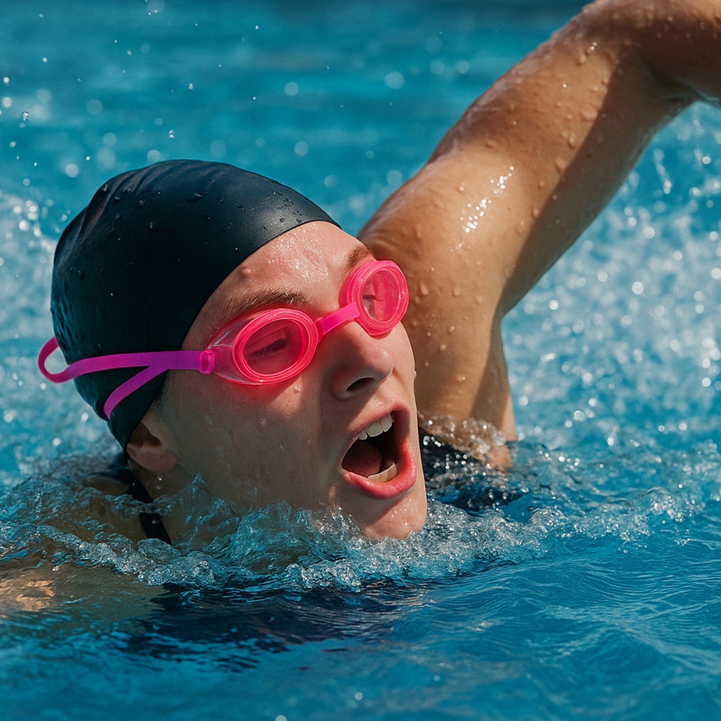 Swimming Goggles With Adjustable Clear Vision Anti-fog Waterproof Swimming Goggles - Happy Price - Image 3