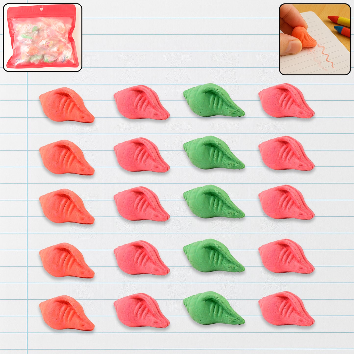 Shankh Shape Eraser Rubber (20 Pc  Mix Colour  Design) - Happy Price - Image 7