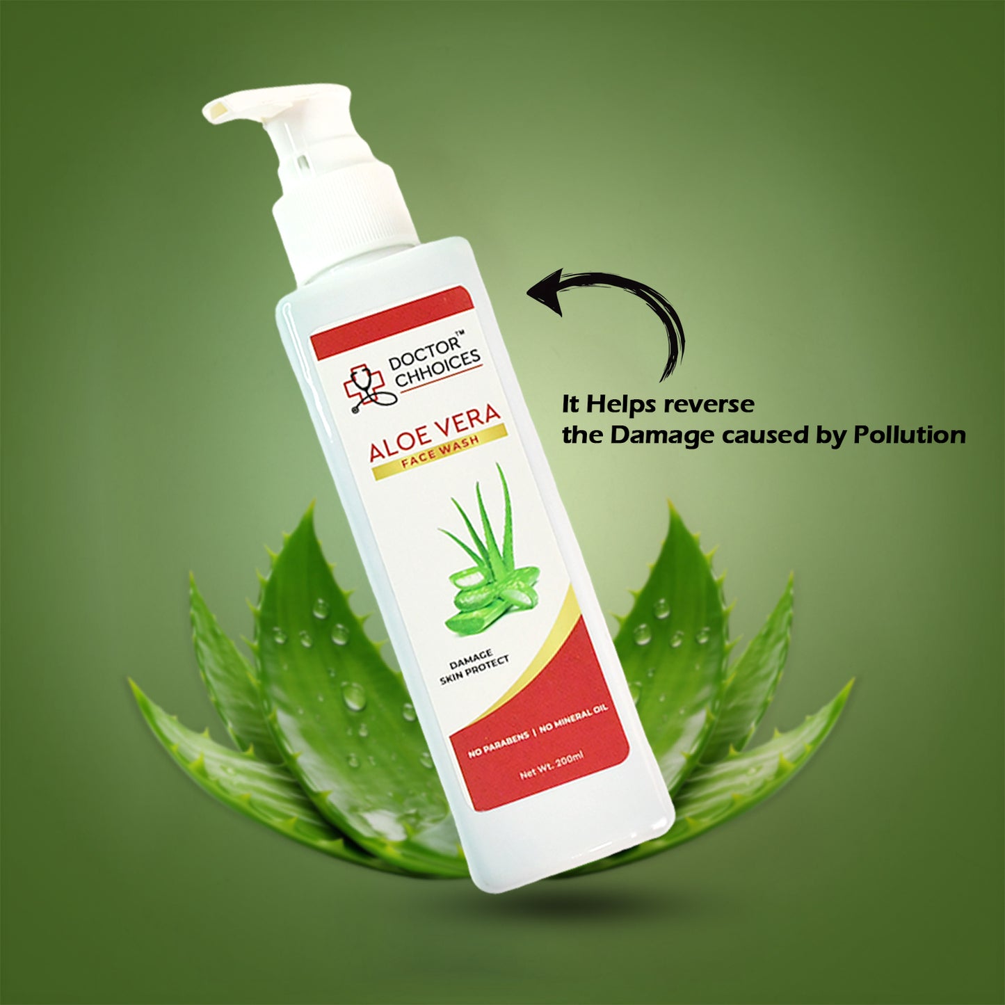 Doctor Chhoices Aloe Vera Face Wash - 200ml | Gentle Herbal Cleanser for All Skin Types