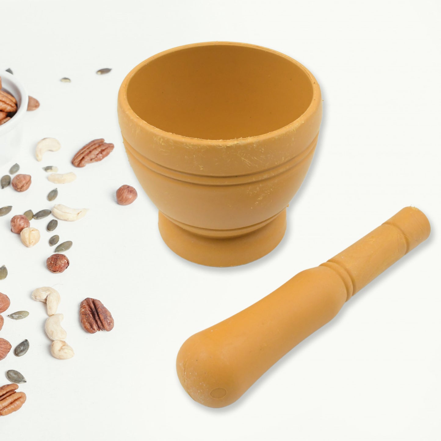 Natural Stone Mortar and Pestle Set for Spices & Herbs - Traditional Indian Khalbatta