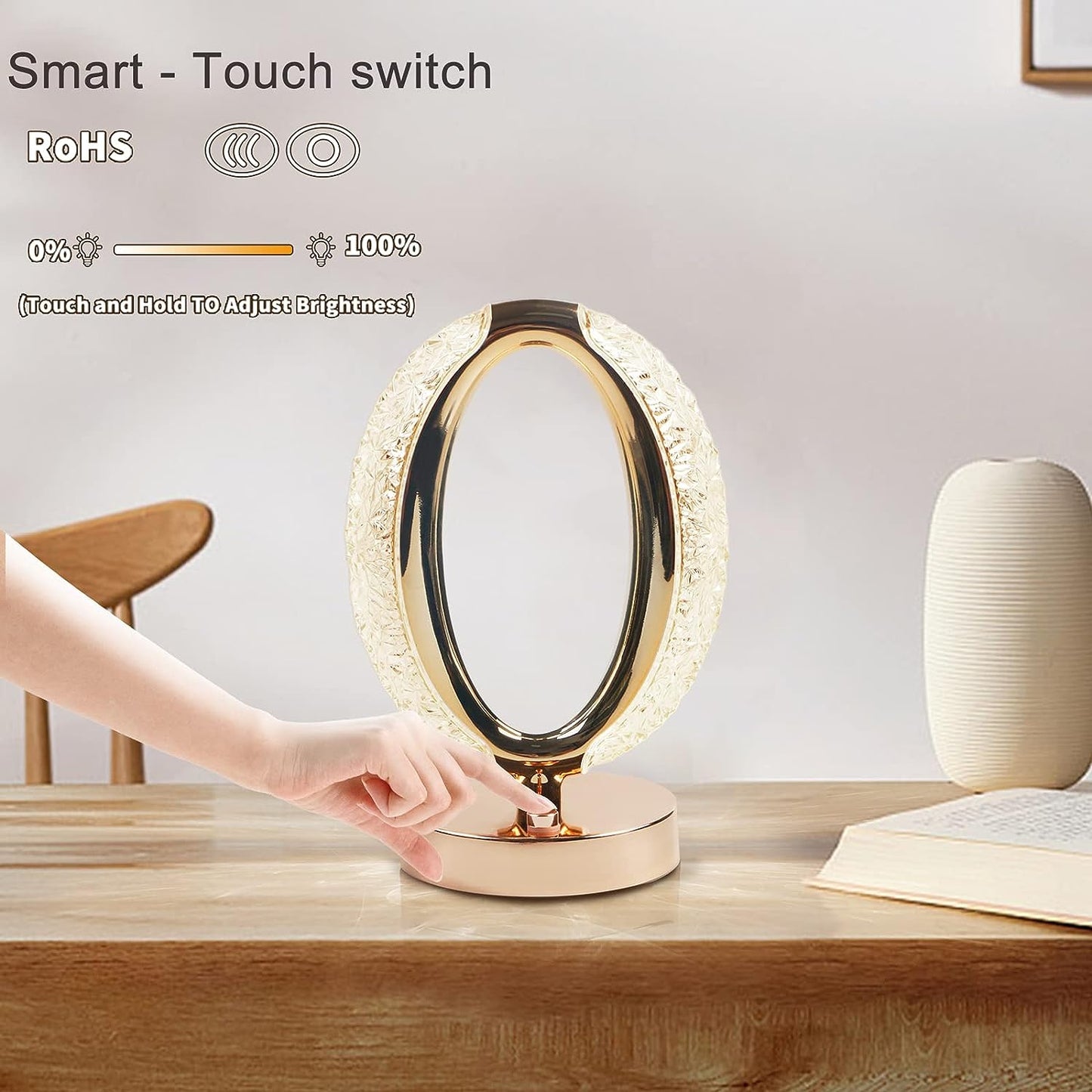 Touch Control Crystal Table Desk Lamp 3-way Dimmable Light Usb Rechargeable Crystal Diamond Table Lamp Exquisite Night Stand Light Lamp Beside Lamp For Bedroom Living Room Decorative Desk Lamp - Happy Price - Image 4