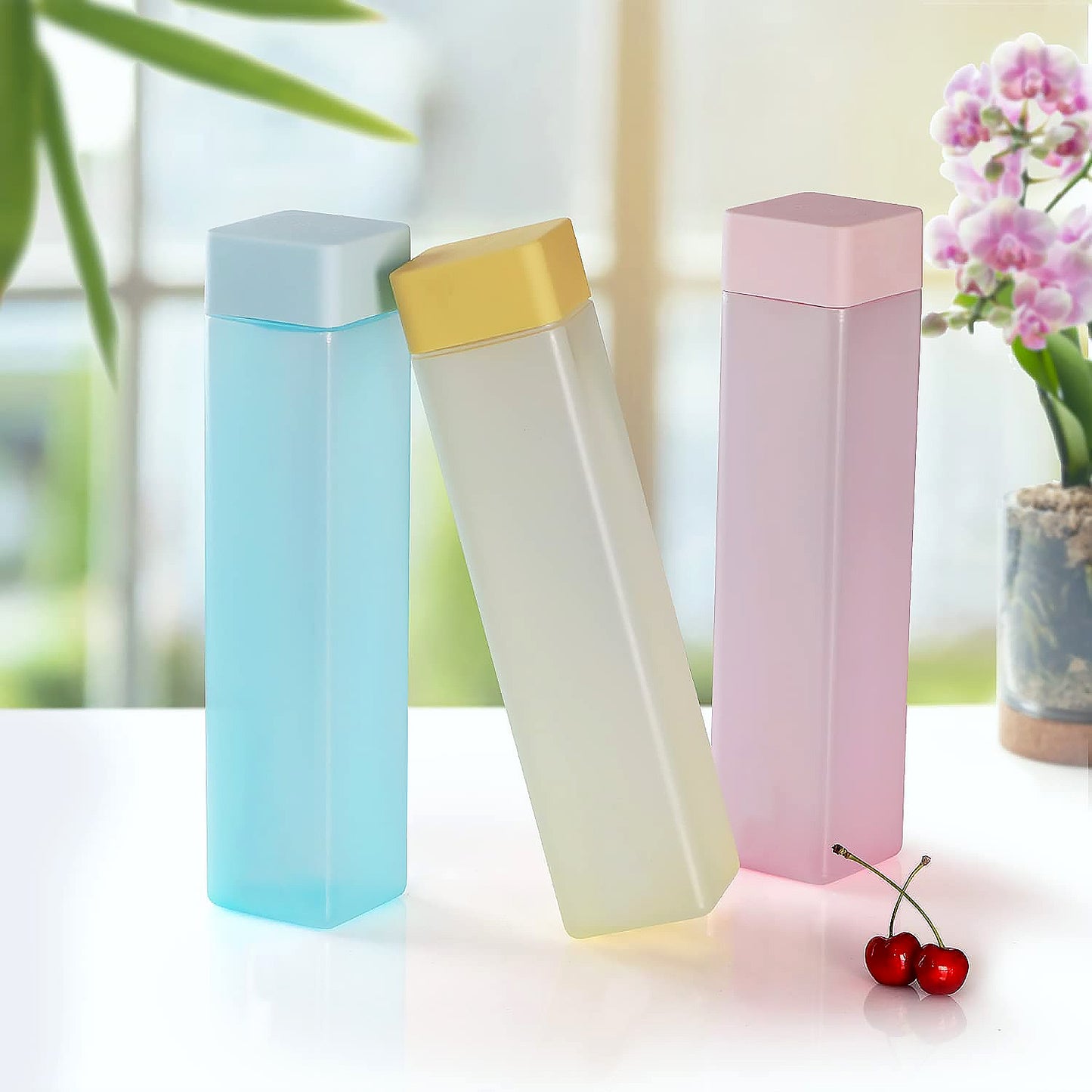 12981 Large Capacity Plastic Water Bottle  Office Bottle  Gym Bottle  Home  Kitchen  Leakproof And Bpa Free Drinks Bottle  Square Water Drink Juice Bottle Wide-mouth Bpa Free Leak-free Lightweight (1 Pc  Mix Color  1000 Ml Approx) - Happy Price - Image 5