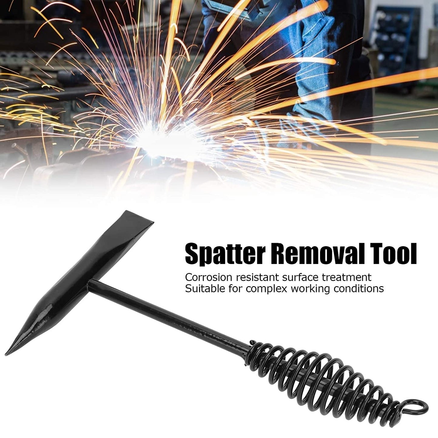 Welding Slag Removal Tool  Chipping Hammer With Coil Spring Handle Mufti Functional For Cleaning Removing Slag Industrial Weld Slag Spatter Removal Tool Welding Hammer For Machinery Electrician (1 Pc ) - Happy Price - Image 6