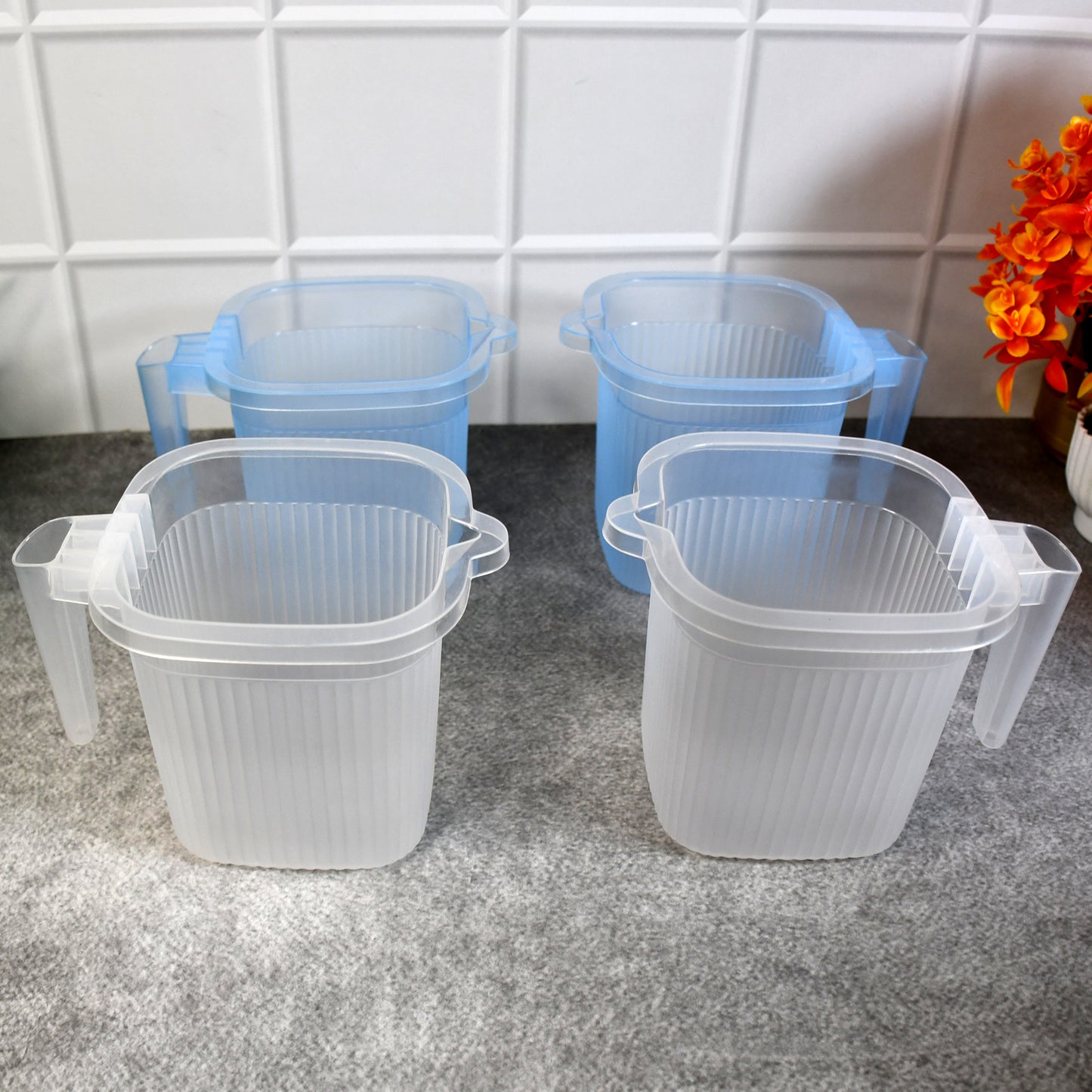 Plastic Transparent Bathroom Water Mug (4 Pc  Mix Colour  1000 Ml) - Happy Price - Image 3