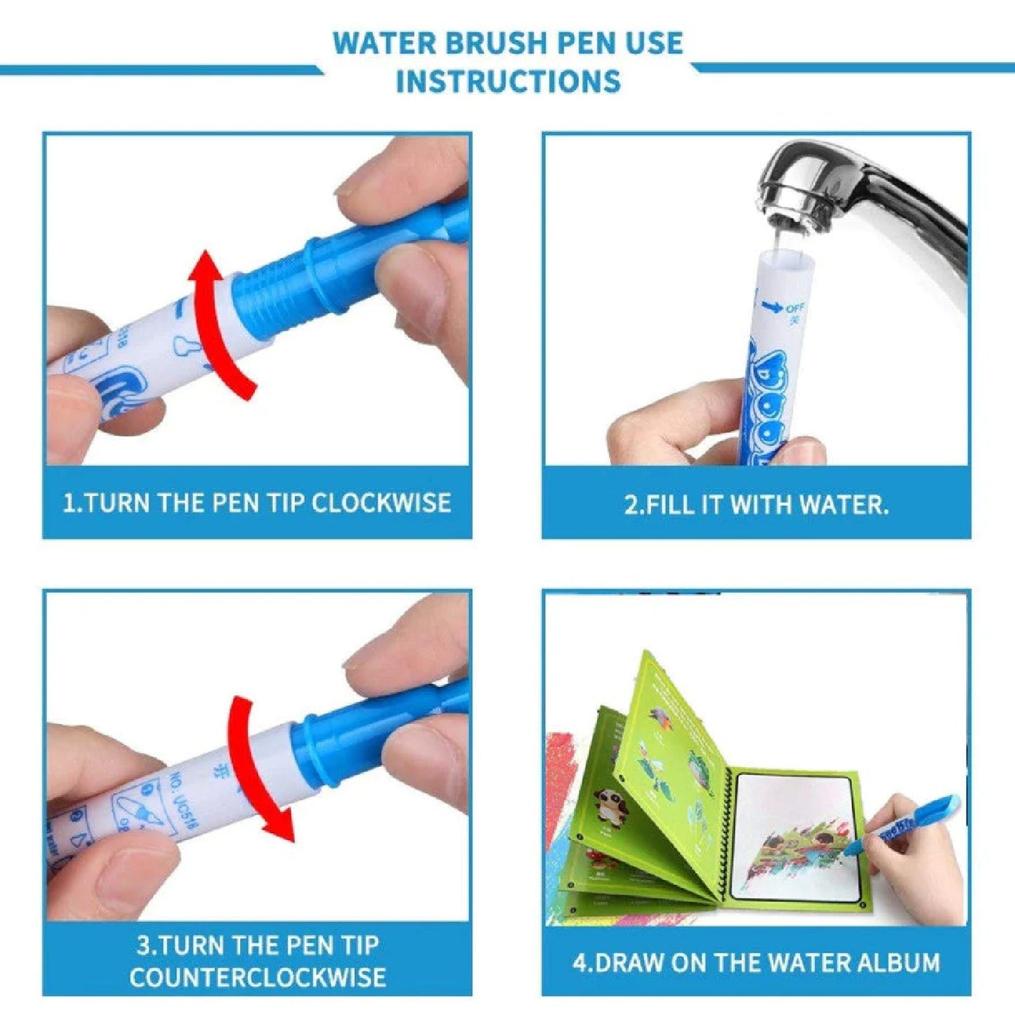 Magic Water Quick Dry Book Water Coloring Book Doodle With Magic Pen Painting Board - Happy Price - Image 6