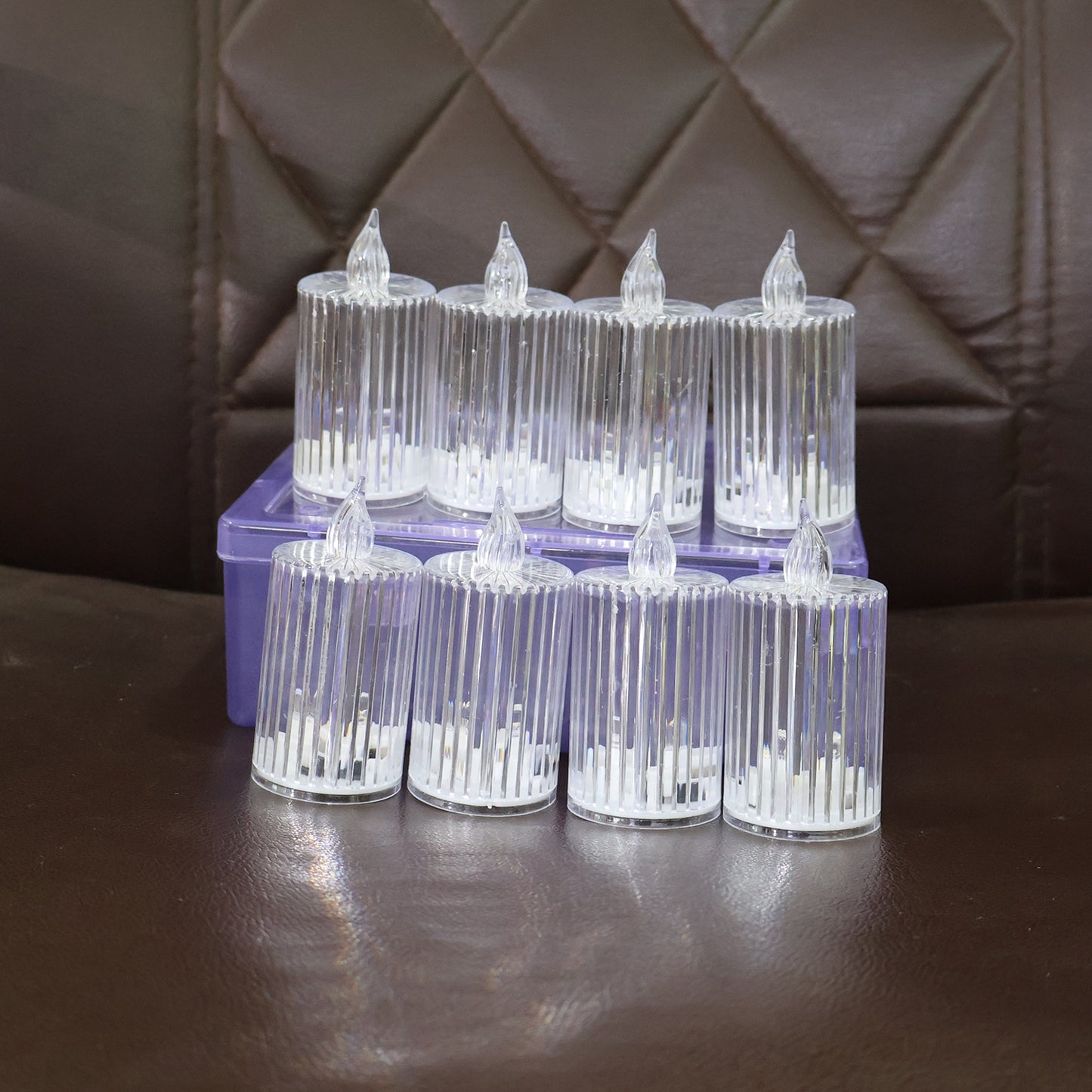 Set of 8 Crystal Effect LED Flameless Candles with Warm Flickering Light - Happy Price - Image 7