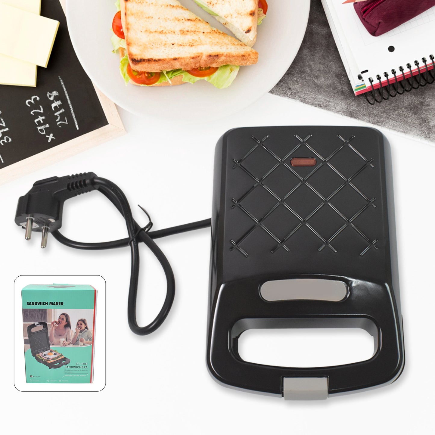 Sandwich Maker Makes Sandwich Non-stick Plates (1 Pc  500w) - Happy Price - Image 2