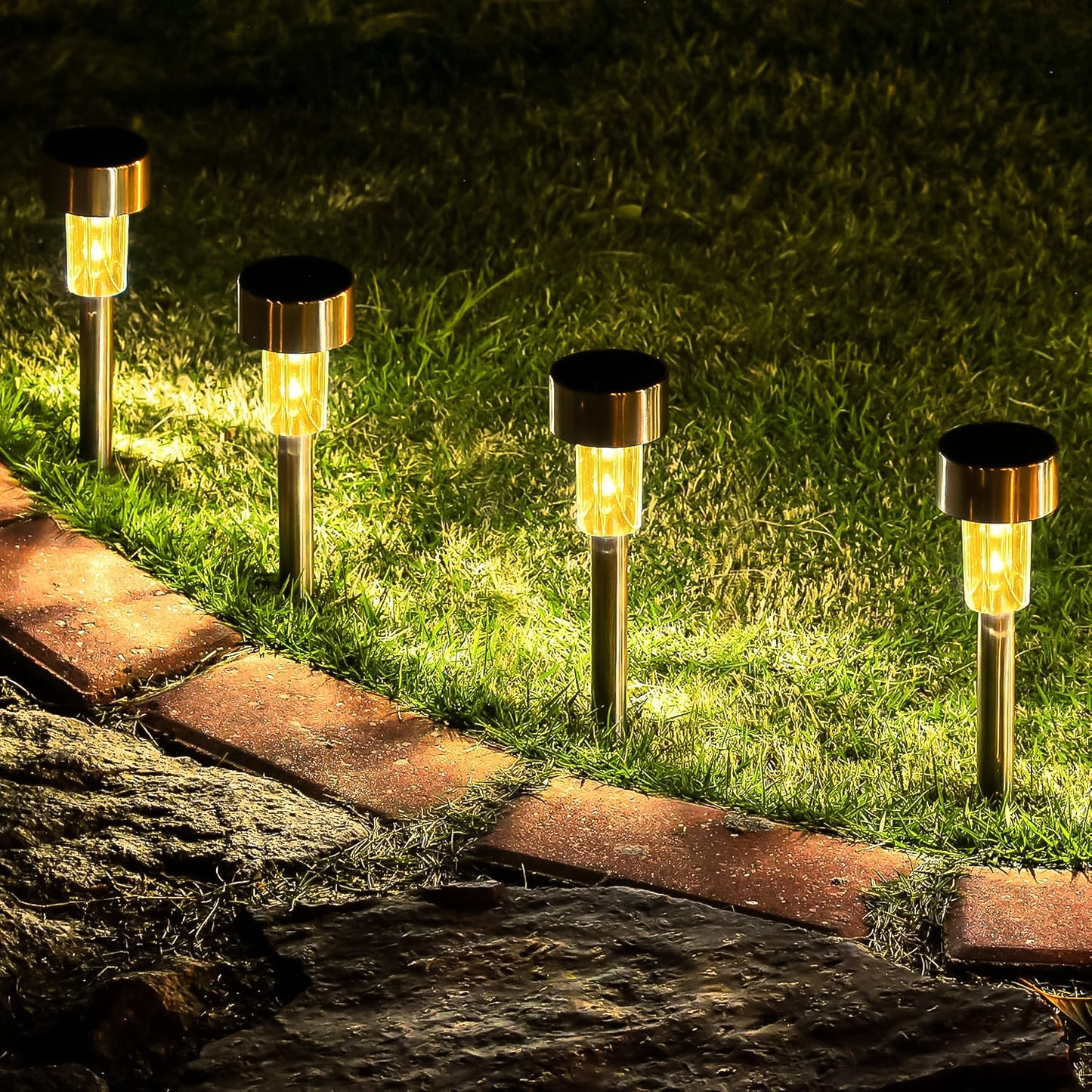 Solar-powered Stainless Steel Garden Pathway Lights 31x4 Cm (2 Pc) - Happy Price - Image 4