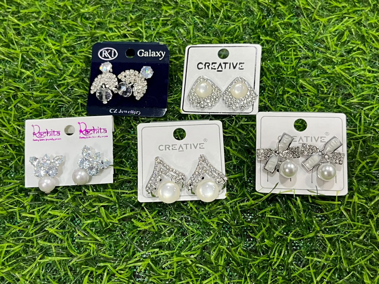 Pearl & Crystal Earrings Combo for Women – Set of 5 Pairs | Stylish Statement & Party Wear Earrings
