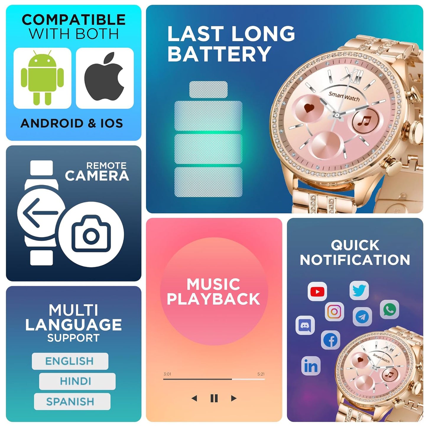 Gen 9 Diamond Strap Latest Smartwatch Hd Display 2 Straps (1 Set) - Happy Price - Image 5
