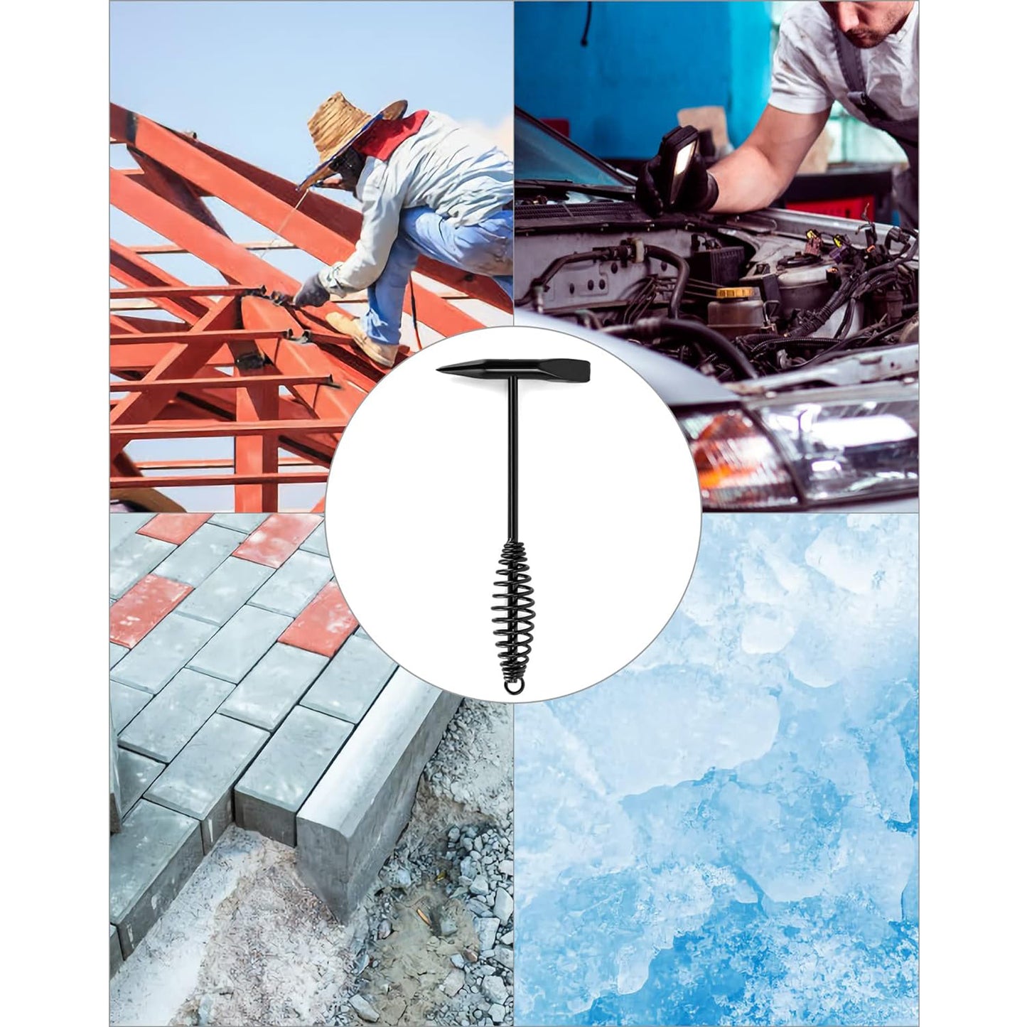 Welding Slag Removal Tool  Chipping Hammer With Coil Spring Handle Mufti Functional For Cleaning Removing Slag Industrial Weld Slag Spatter Removal Tool Welding Hammer For Machinery Electrician (1 Pc ) - Happy Price - Image 7