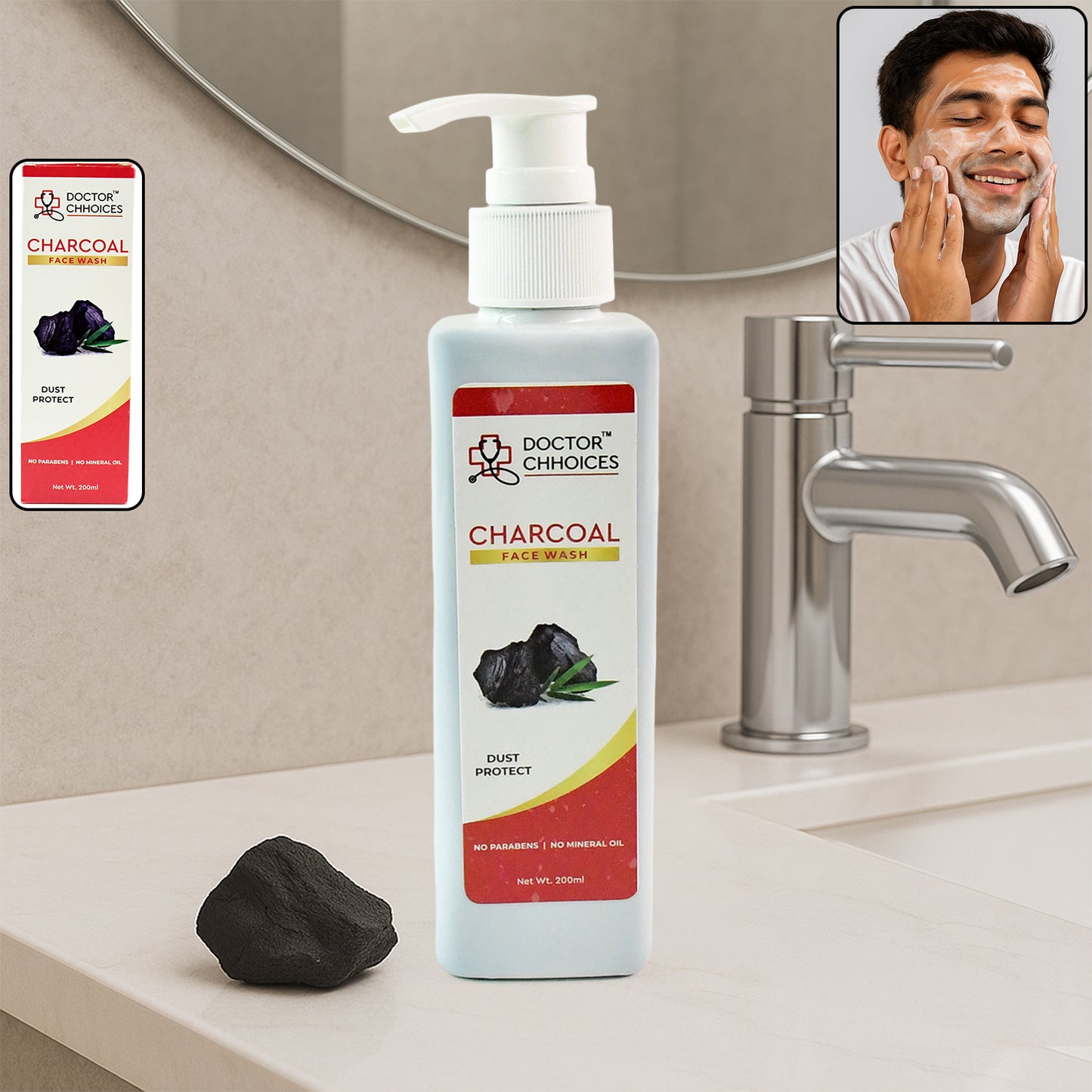 Doctor Chhoices Charcoal Face Wash 200ml - Deep Cleansing for Oily Skin