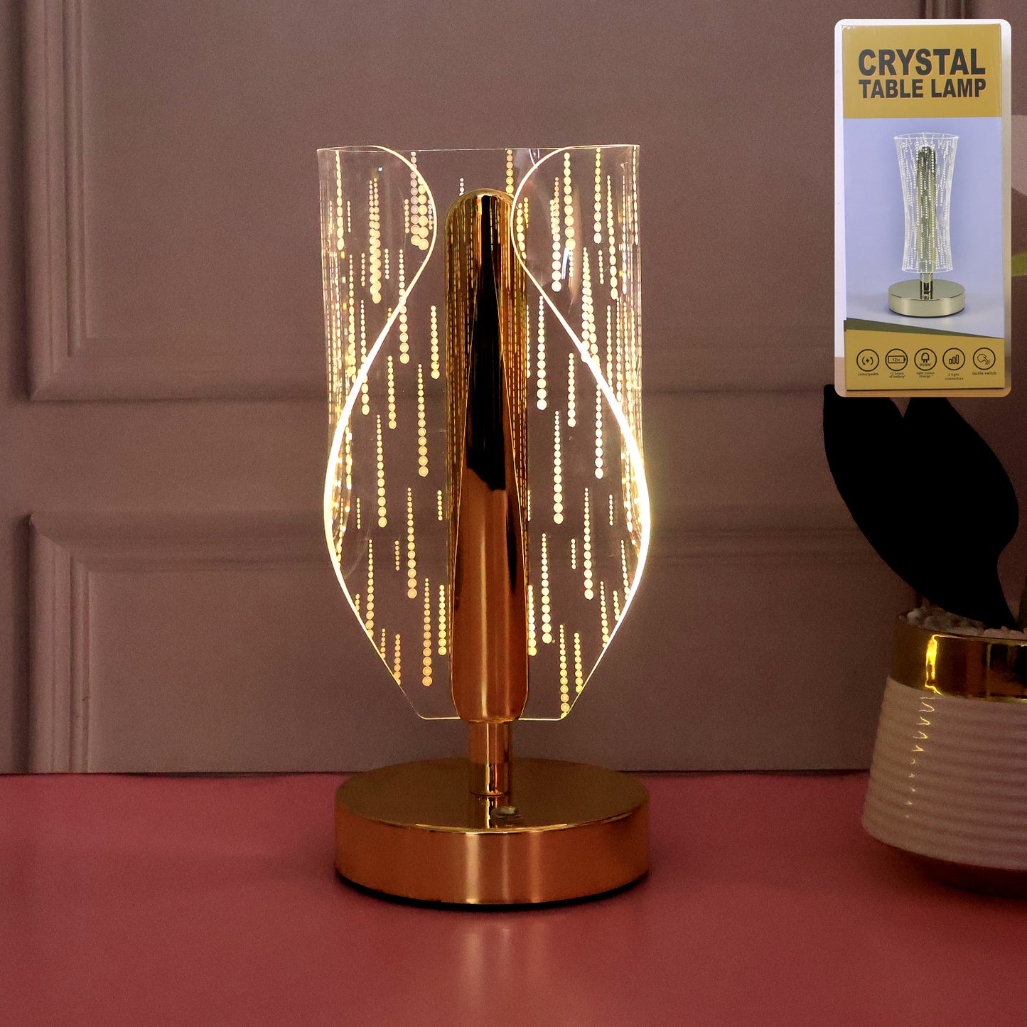 Modern Crystal Effect LED Table Lamp (1 Pc) - Warm Ambiance Light - Happy Price - Image 7