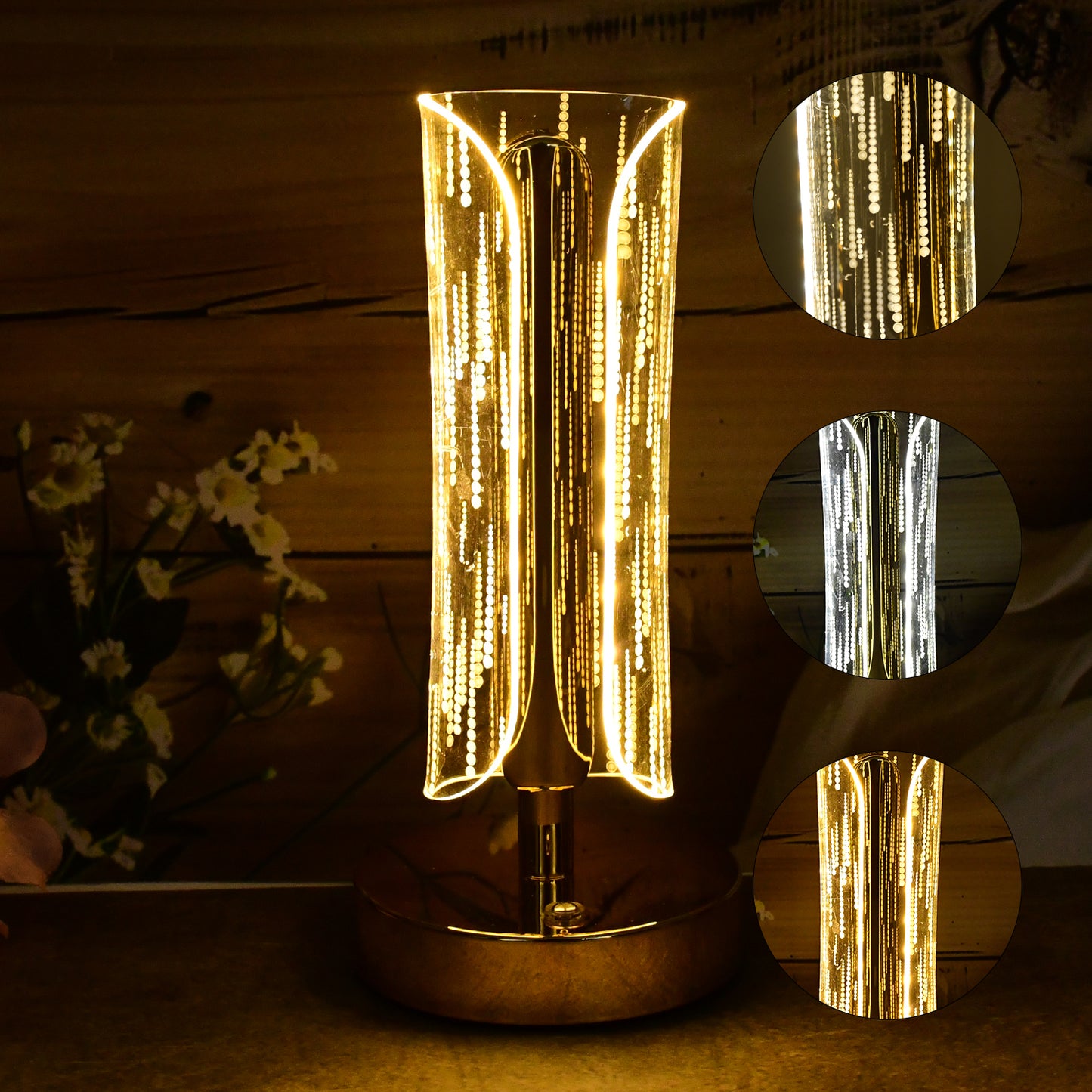Crystal Cylinder LED Table Lamp with USB Charging - Modern Bedside Decor Light (1 Pc) - Happy Price - Image 5