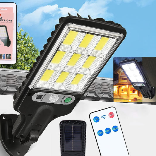 Solar LED Street Light with Motion Sensor & Remote Control - Outdoor Waterproof Wall Mount Lamp