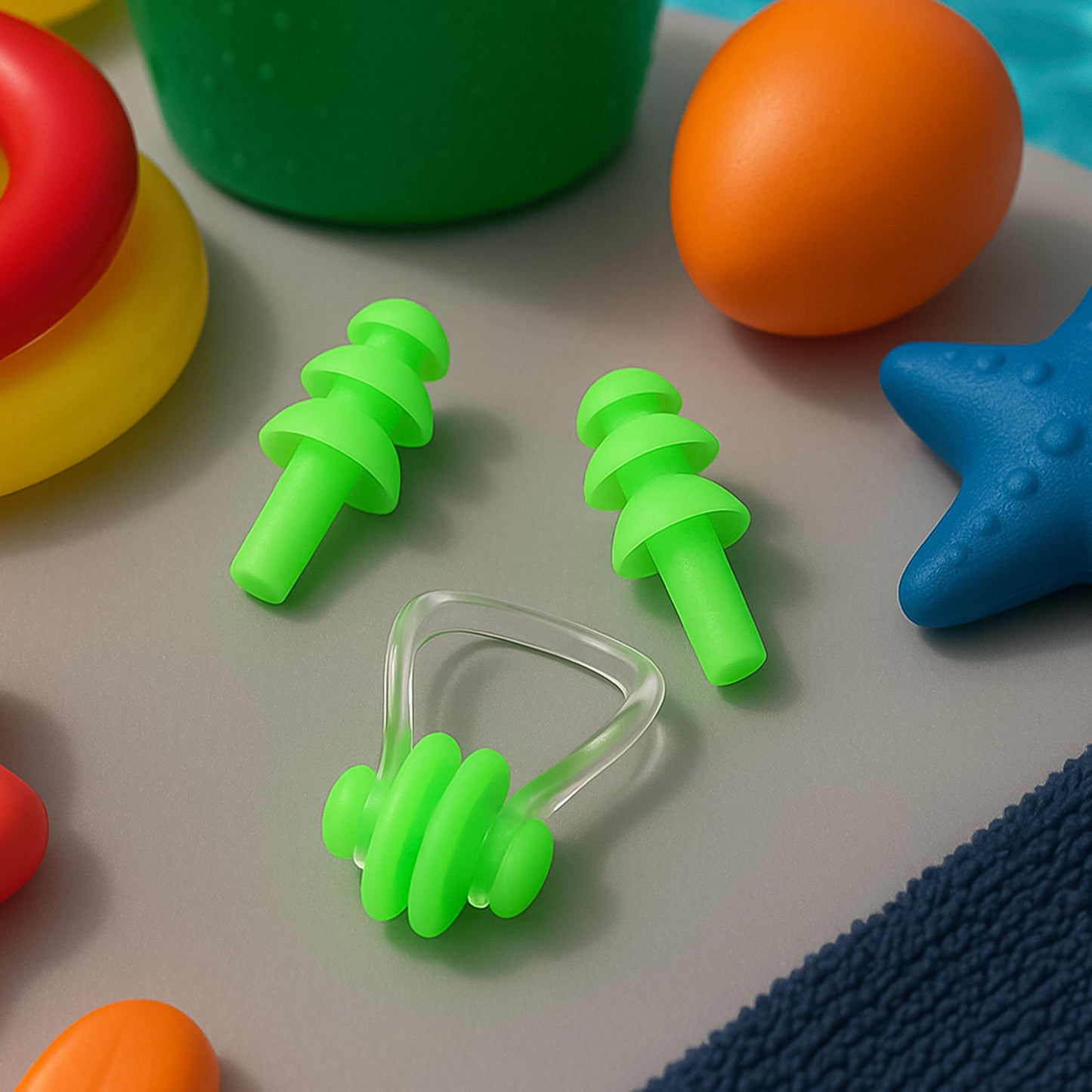 Swimming Earplugs And Nose Clip Set (3 Pc) - Happy Price - Image 2