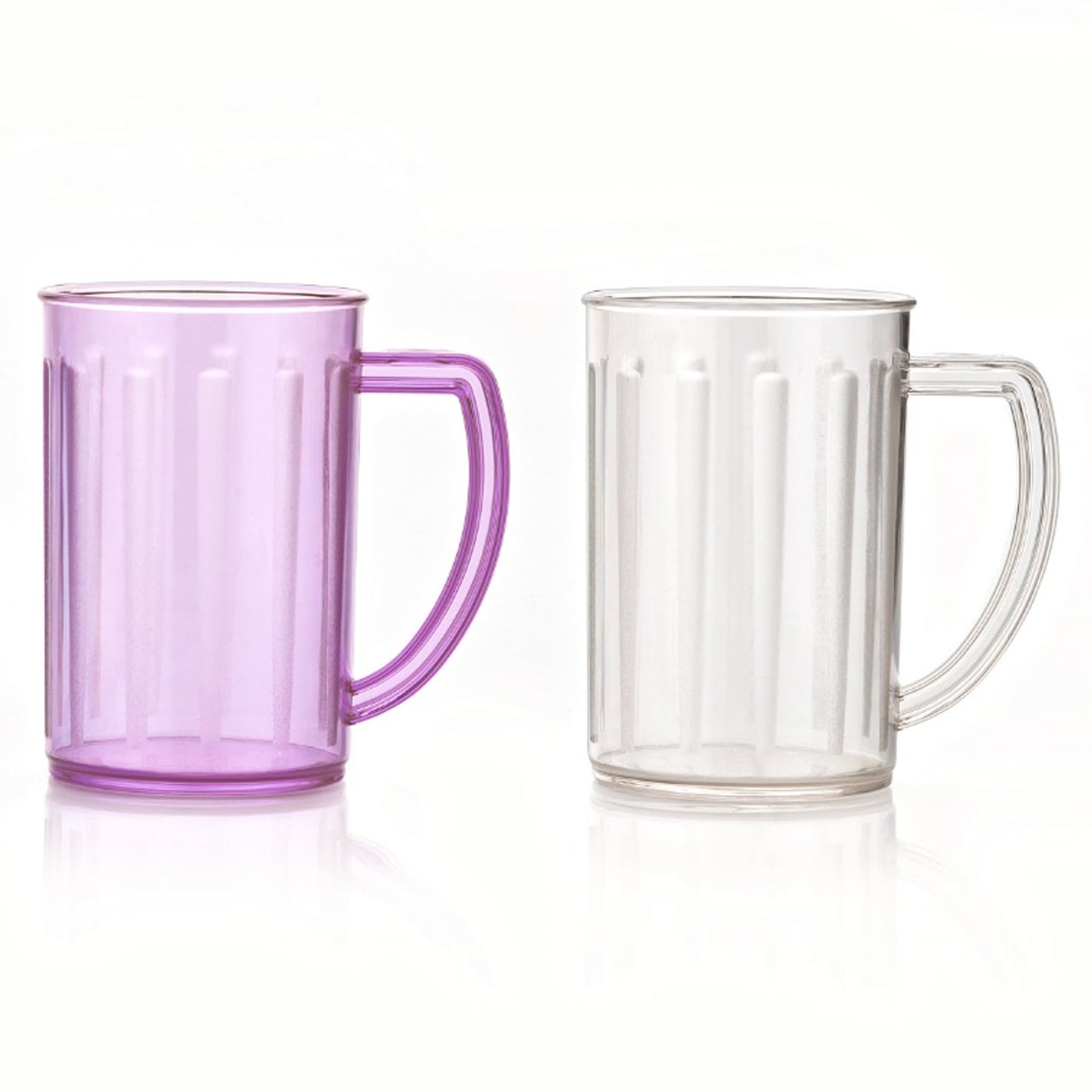 Stylish Juice Glass With Handle Water Glass Beer Glass Milk Shake Glass Multipurpose Glass Plastic Beer Mug Unbreakable Beer Tasting Glasses Clear Juice Glasses Suitable For Kids (2 Pc) - Happy Price - Image 4