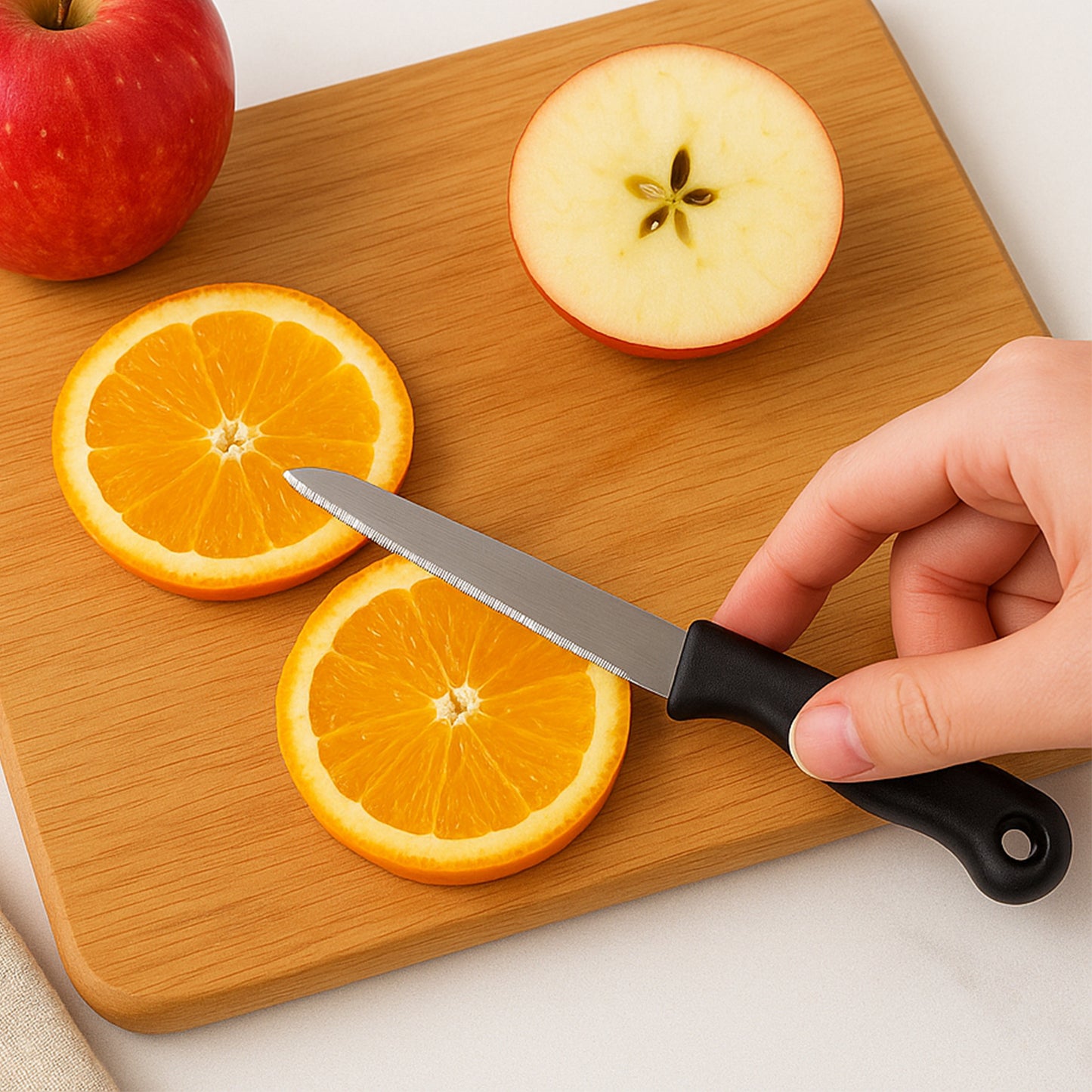 10 Piece Stainless Steel Kitchen Knife Set with Laser-Cut Blades and Ergonomic Plastic Handles - Happy Price - Image 5