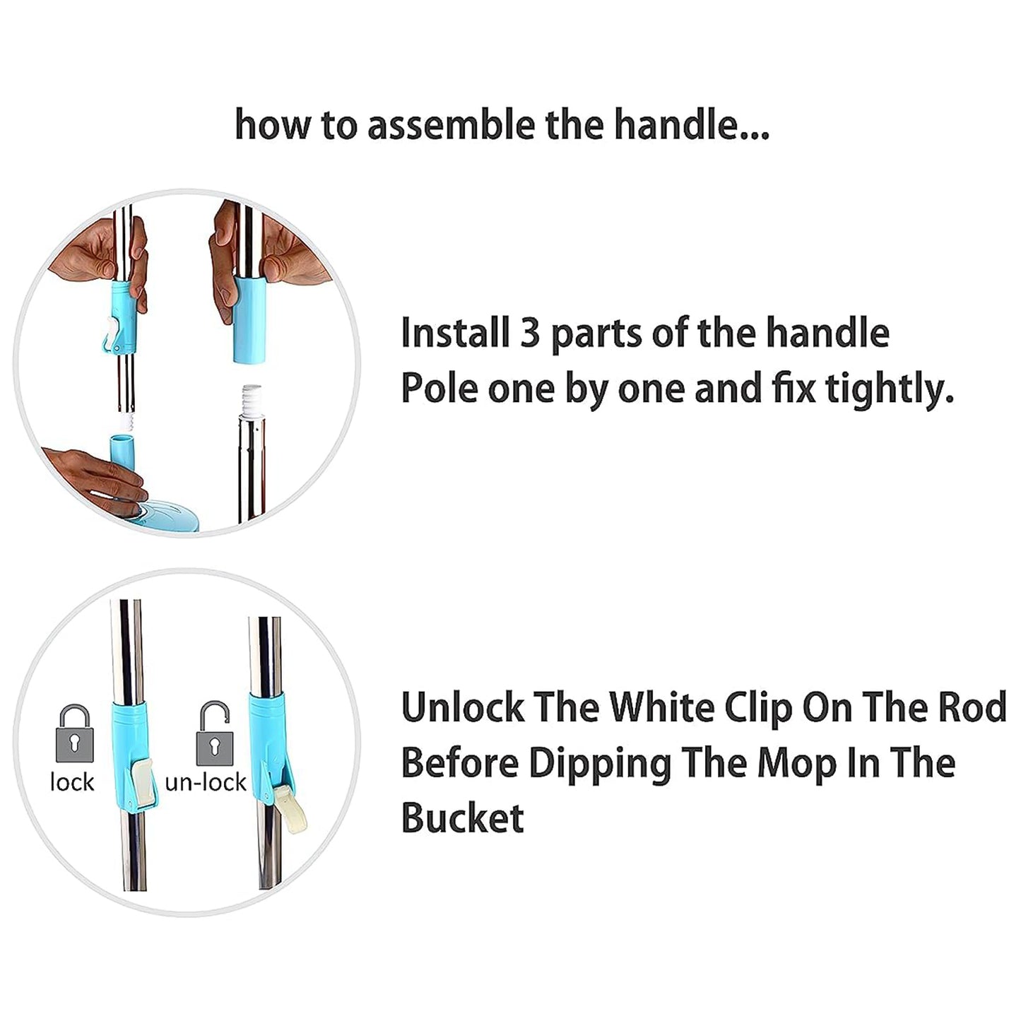 Adjustable Stainless Steel Mop Rod Set 120 Cm - Happy Price - Image 3