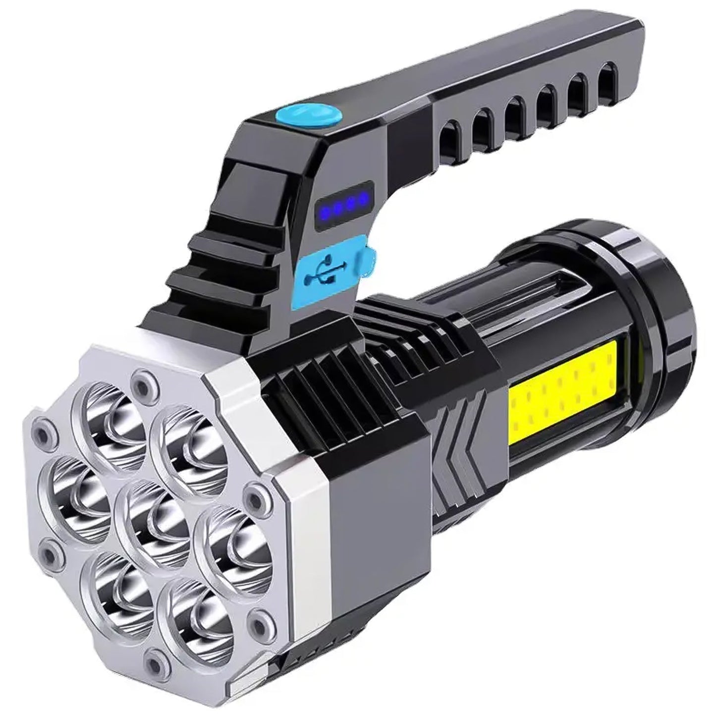 Portable Flashlight  Torch  Cob 7led Hand Light Usb Rechargeable Light With Side Light (1 Pc) - Happy Price - Image 5