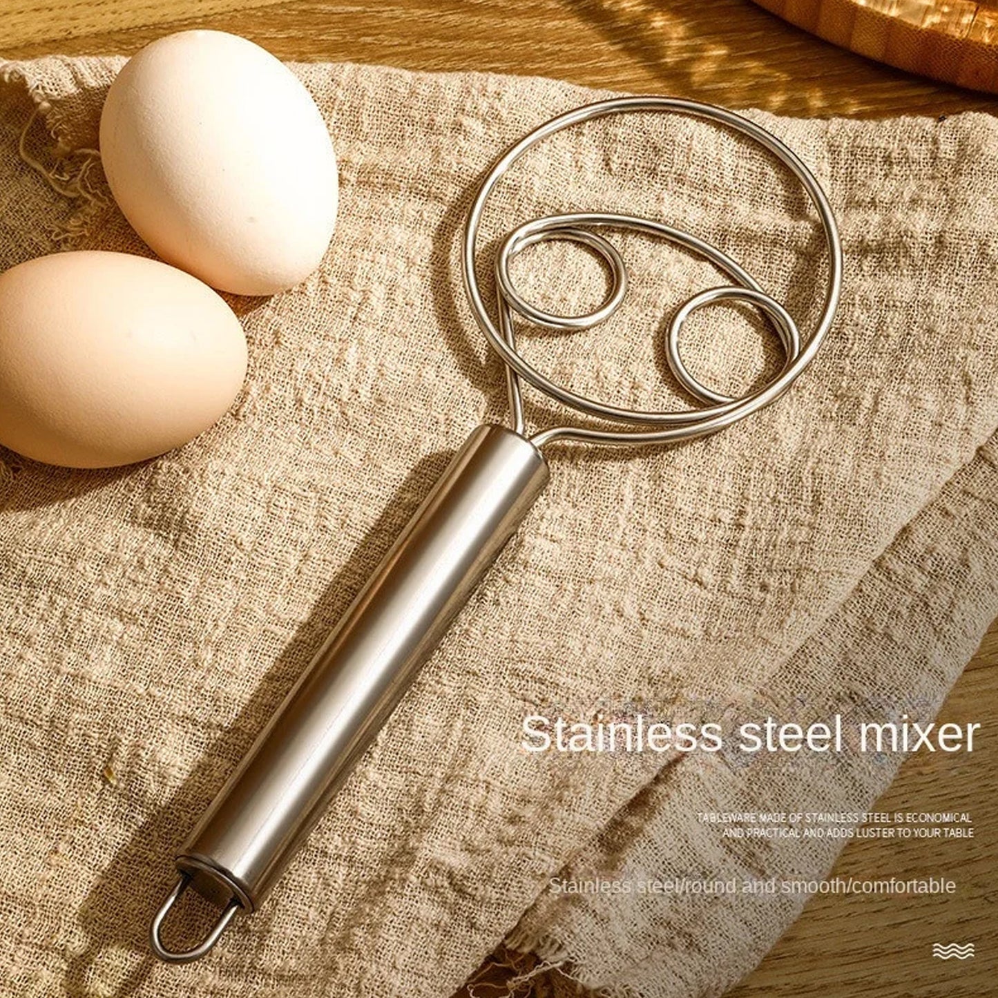 Dough Whisk Premium Stainless Steel Dutch Whisk Dough Hand Mixer Artisan Blender For Egg Bread Cake Pastry Pizza Dough - Perfect Baking Tools Whisking Tirring Kitchen Tools (1 Pc) - Happy Price - Image 5