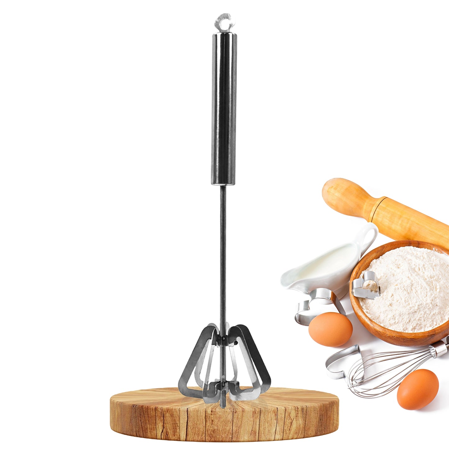 Hand Push Mixer Egg Whisk Stainless Steel Blender (1 Pc) - Happy Price - Image 2