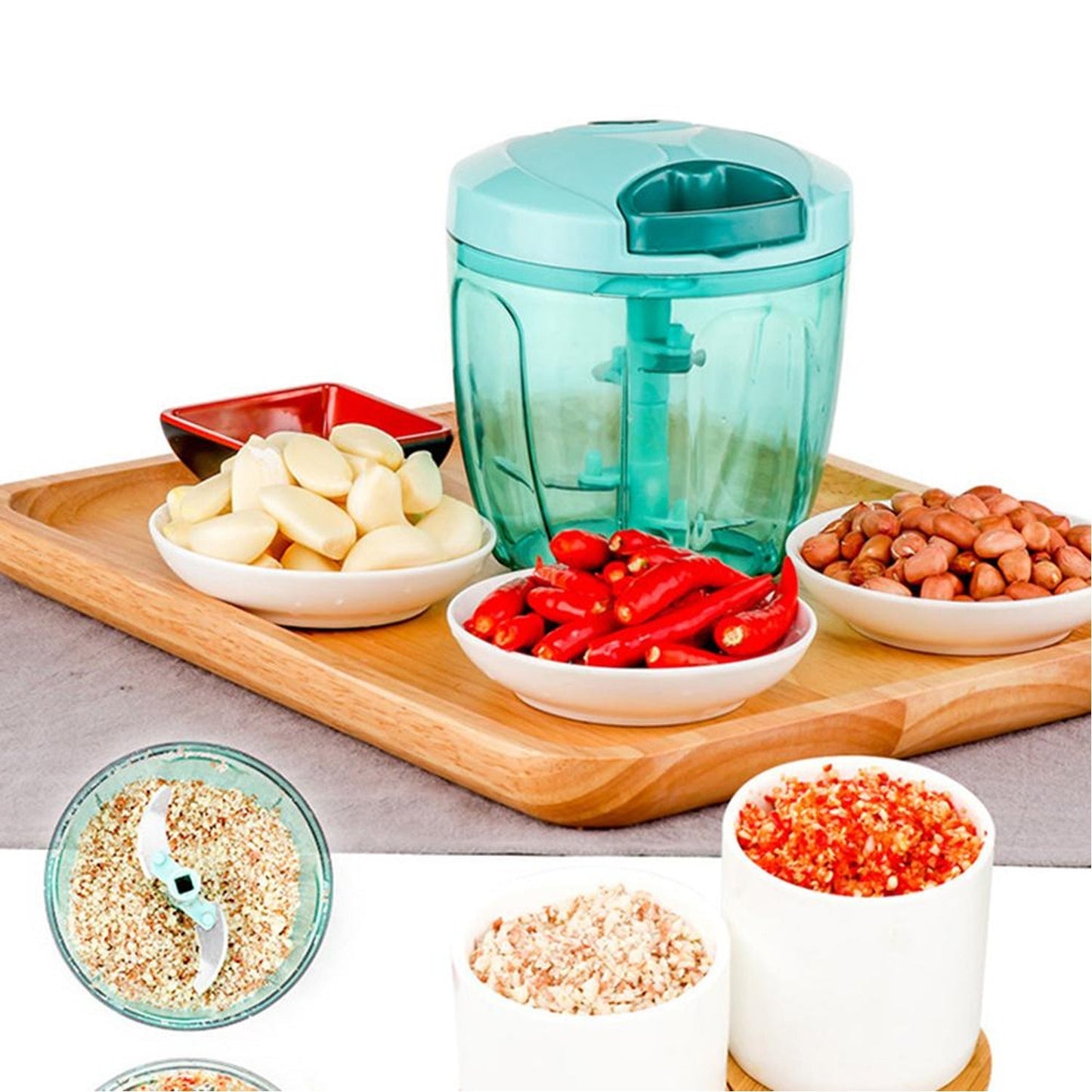 Manual Stainless Steel Compact Extra Sharp Hand Held Vegetable Chopperslicer With 5 Blades (750 Ml) - Happy Price - Image 2
