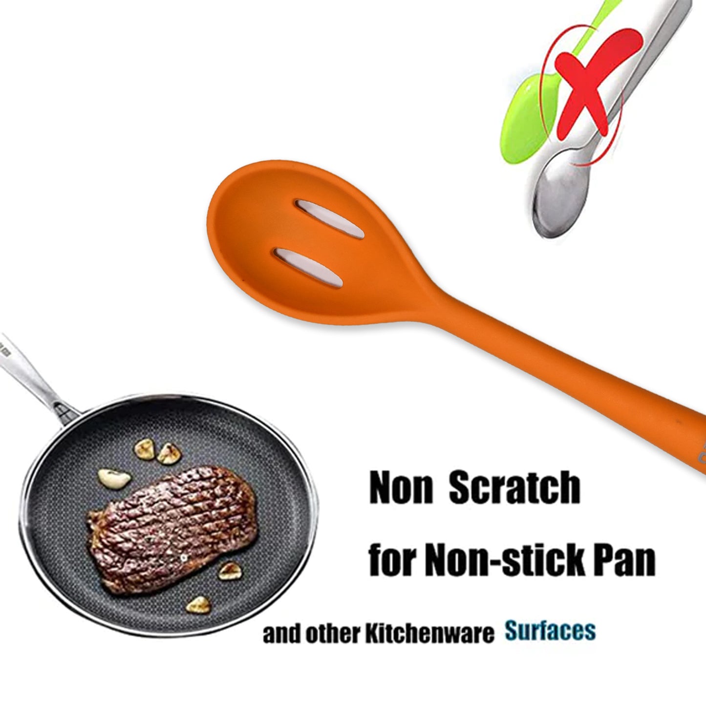 Silicon Non-stick Heat Resistant Kitchen Item Premium Spoon ( 1pc ). - Happy Price - Image 4