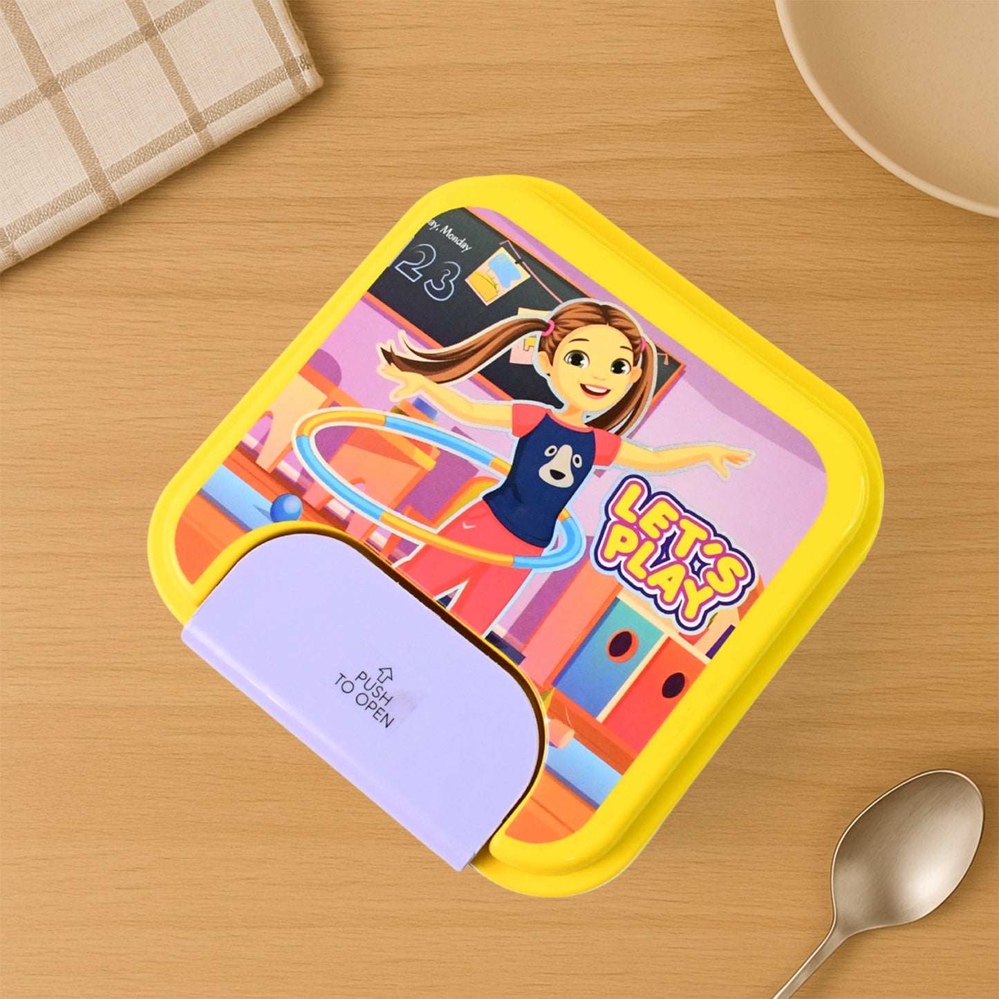 Kids Lunch Box Set With Small Inner Container Spoon  Fork (1 Pc) - Happy Price - Image 3