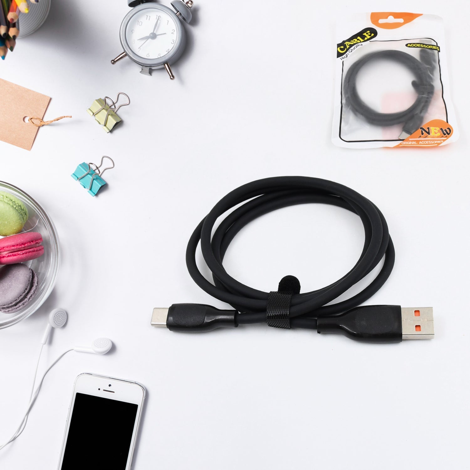 Type C Data Cable Fast Charging Cable (1 Mtr. Approx  1 Pc) - Happy Price - Image 1