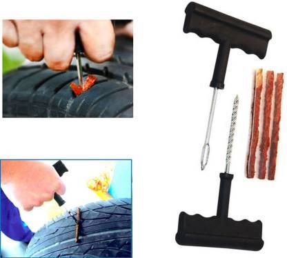 Puncture Repair Kit Tubeless Tyre Full Set With Nose Pliers Rubber Cement And Extra Strips For Cars Bikes - Happy Price - Image 5