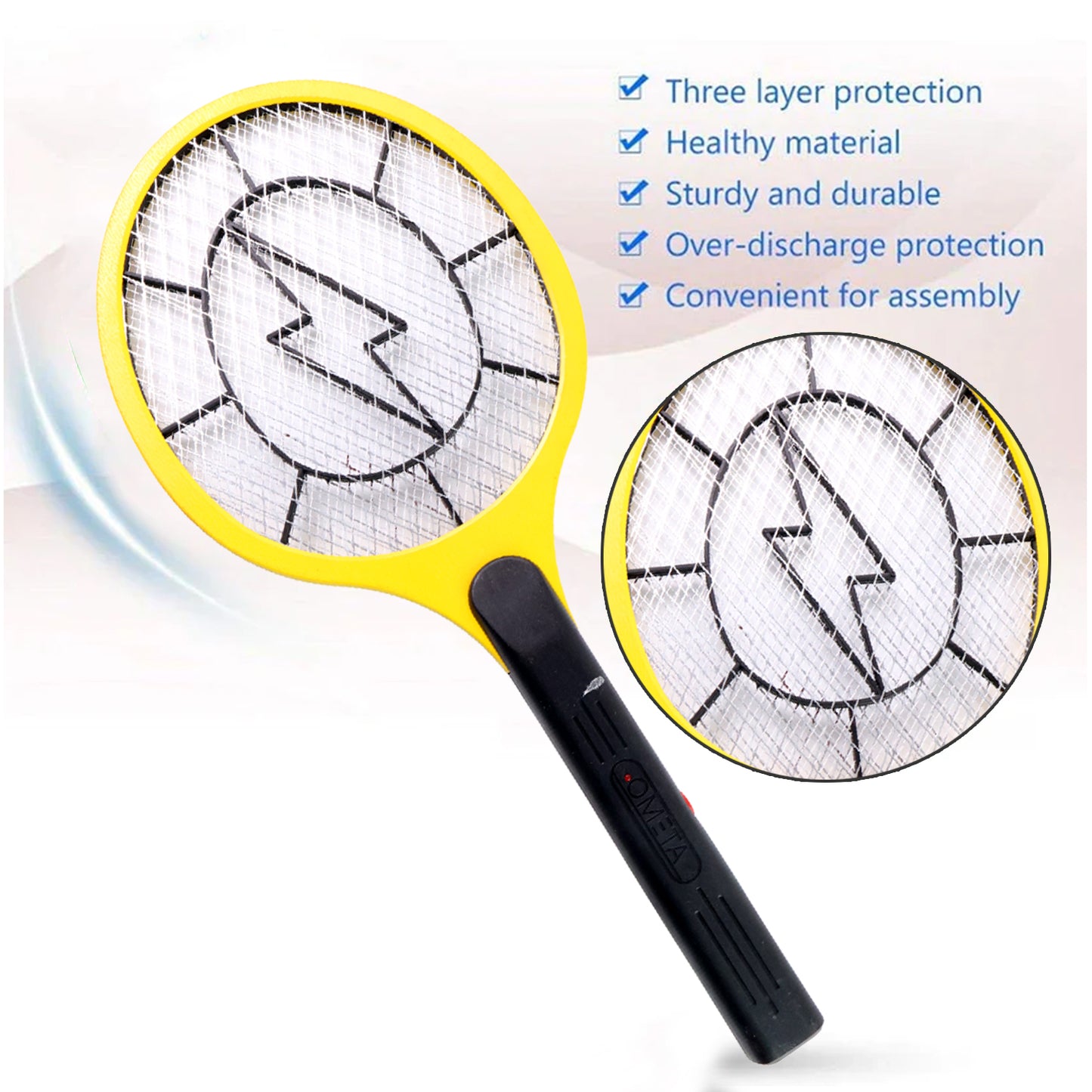 Yellow Rechargeable Electric Mosquito Killer Racket With Cable - Happy Price - Image 4