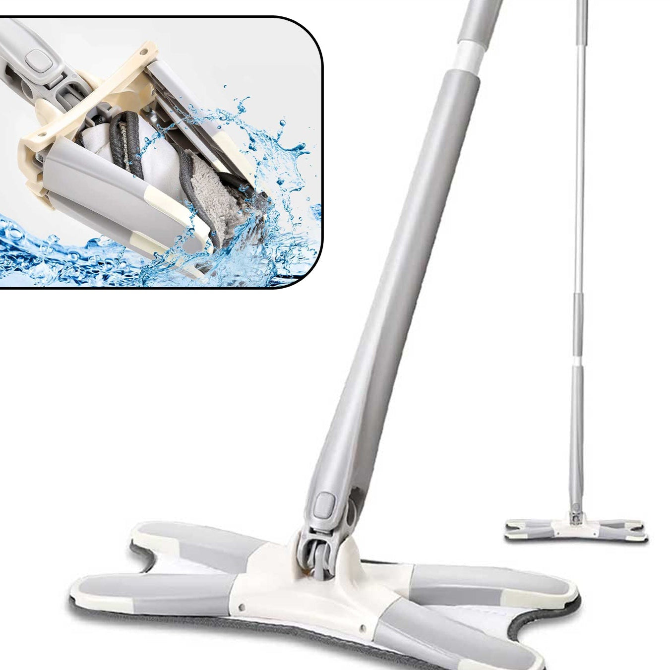 X Shape Mop Or Floor Cleaning Hands-free Squeeze Microfiber Flat Mop System 360 Flexible Head Wet And Dry Mop For Home Kitchen With 1 Super-absorbent Microfiber Pads. - Happy Price - Image 1