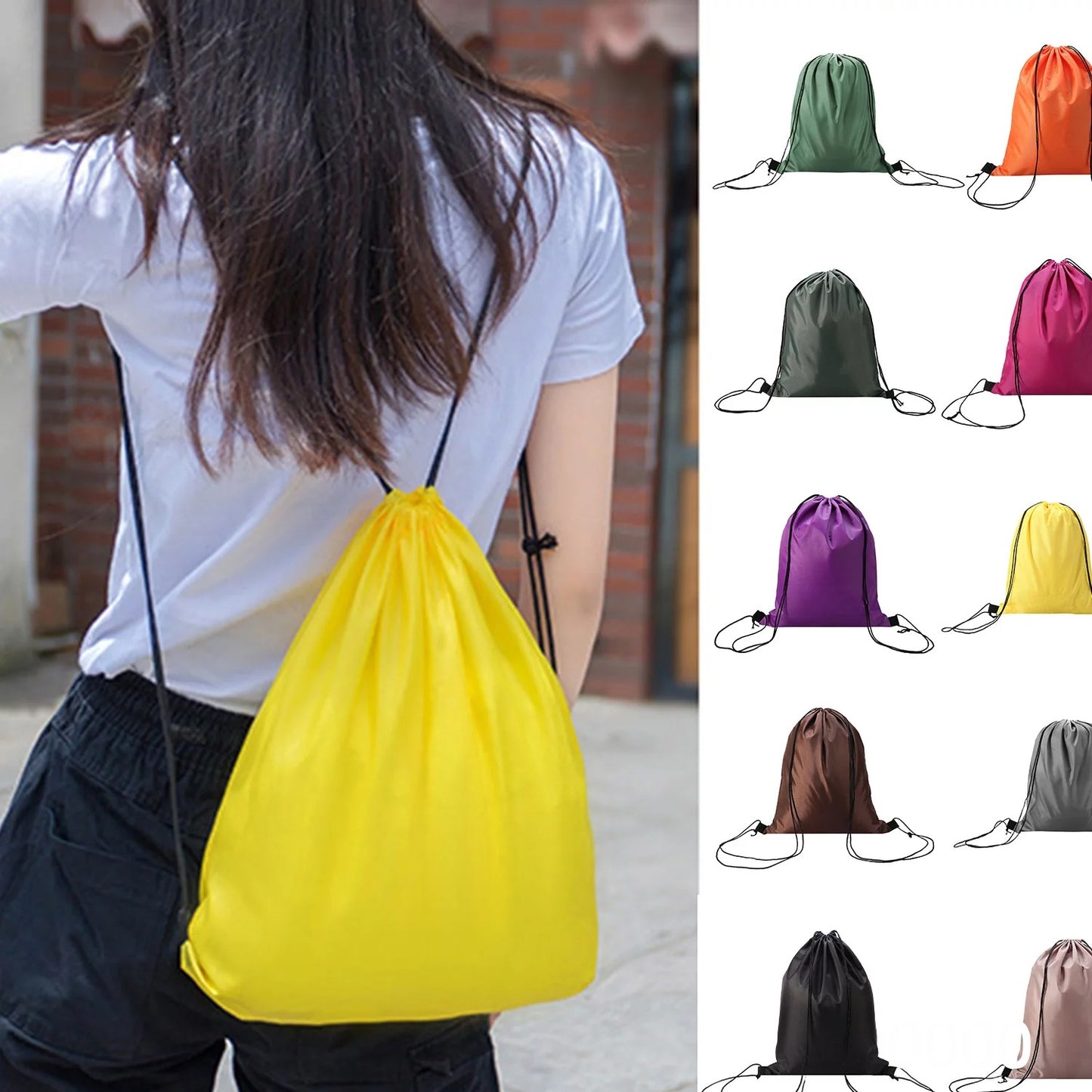 Sport Bag Drawstring Backpack Sports Water Resistant String Bag Sport Gym Sack Pack For Women Men Large - Happy Price - Image 6