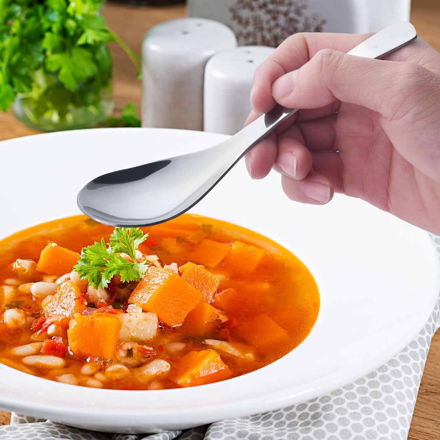 6 Piece Stainless Steel Soup Spoon Set for Everyday Dining - Happy Price - Image 6