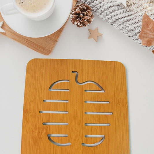 Square Bamboo Wood Table Place Mat Hot Pot Cup Mat Tea Coaster(1414 Cm  1 Pc) - Happy Price - Image 1